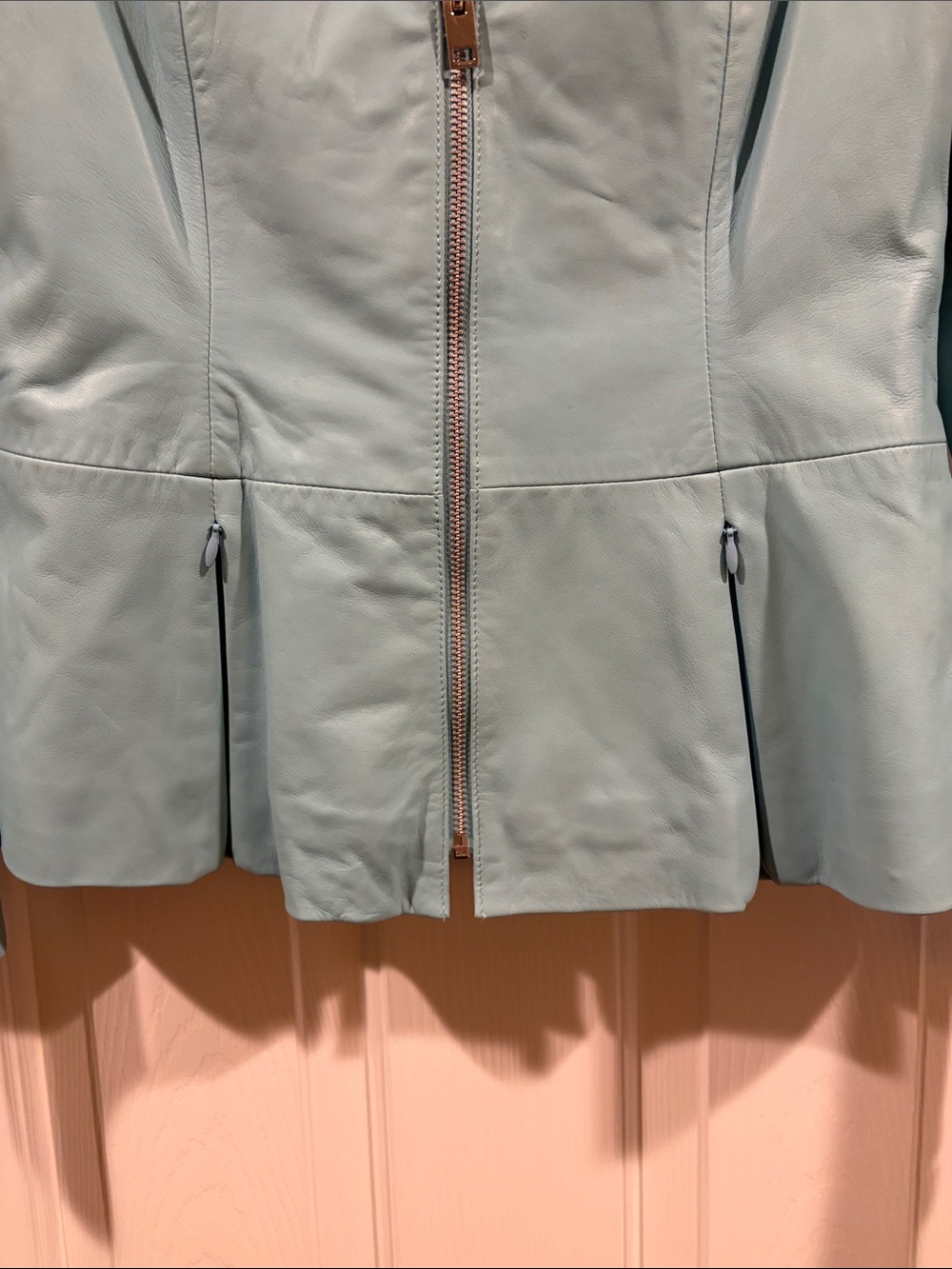 Bagatelle Women's Teal Zip-Front 100% Genuine Leather Jacket size M like new - Picture 3 of 7